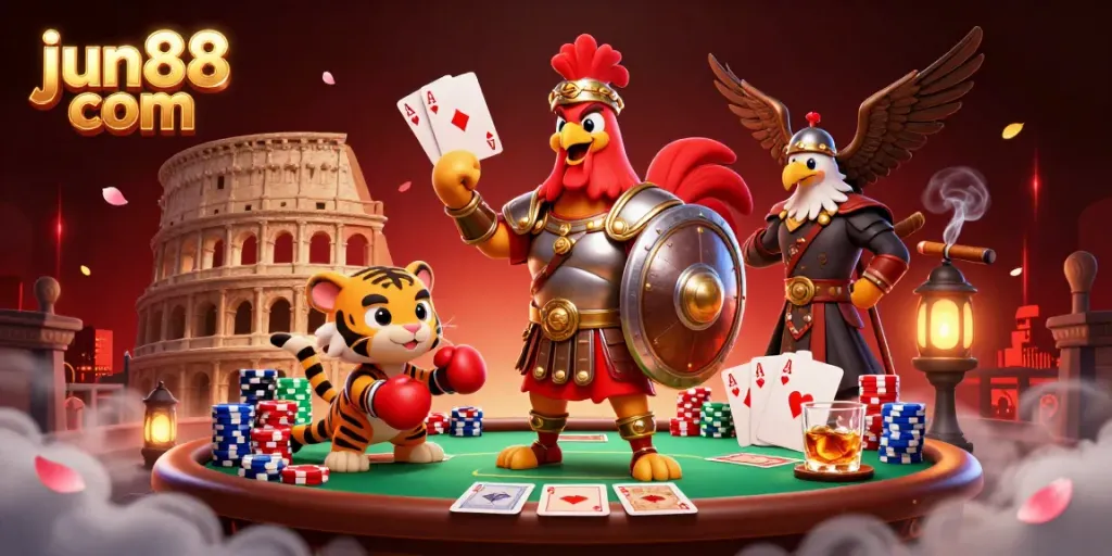 Experience the thrill of gaming with jun88 com featuring an action-packed 3D casino scene.