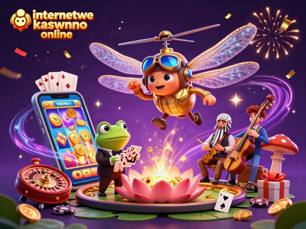 Experience excitement with internetowe kasyno online in a vibrant 3D casino scene full of action and fun.