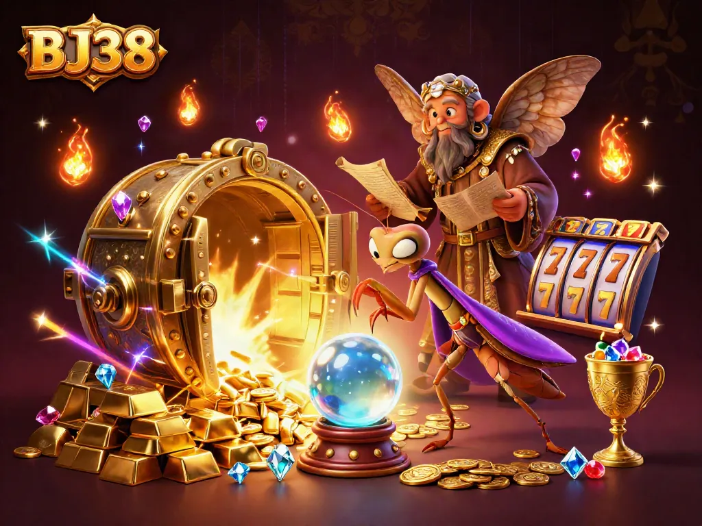 Experience the enchantment of BJ38 as gamblers spin the reels in a vibrant casino setting.