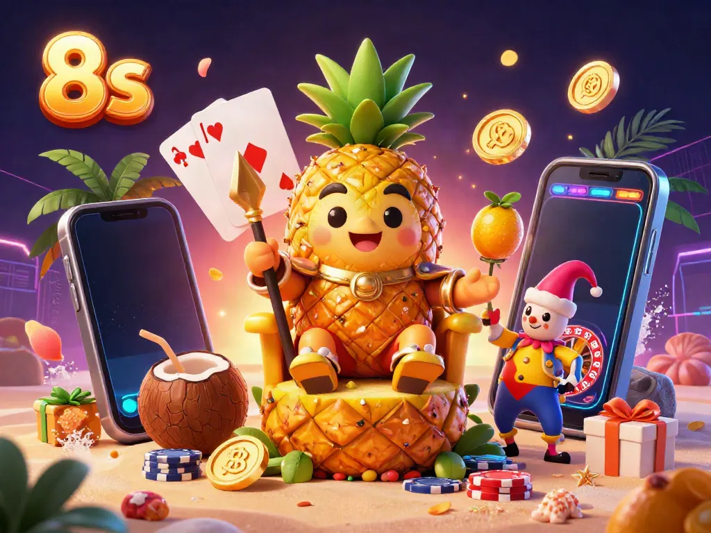 Experience exhilarating fun at 8s casino with a dynamic scene featuring vibrant characters and immersive gaming elements.