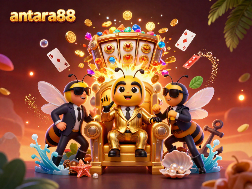 Experience vibrant jackpots and thrilling gameplay at antara88 with this dynamic gambling scene featuring a bumblebee boss.