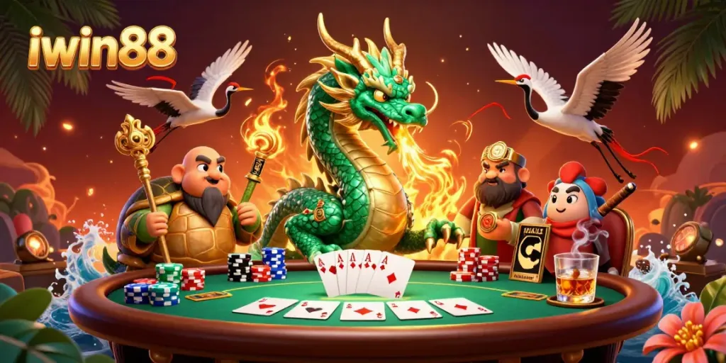 Experience winning strategies at iwin88 with a captivating casino scene filled with mythical characters.