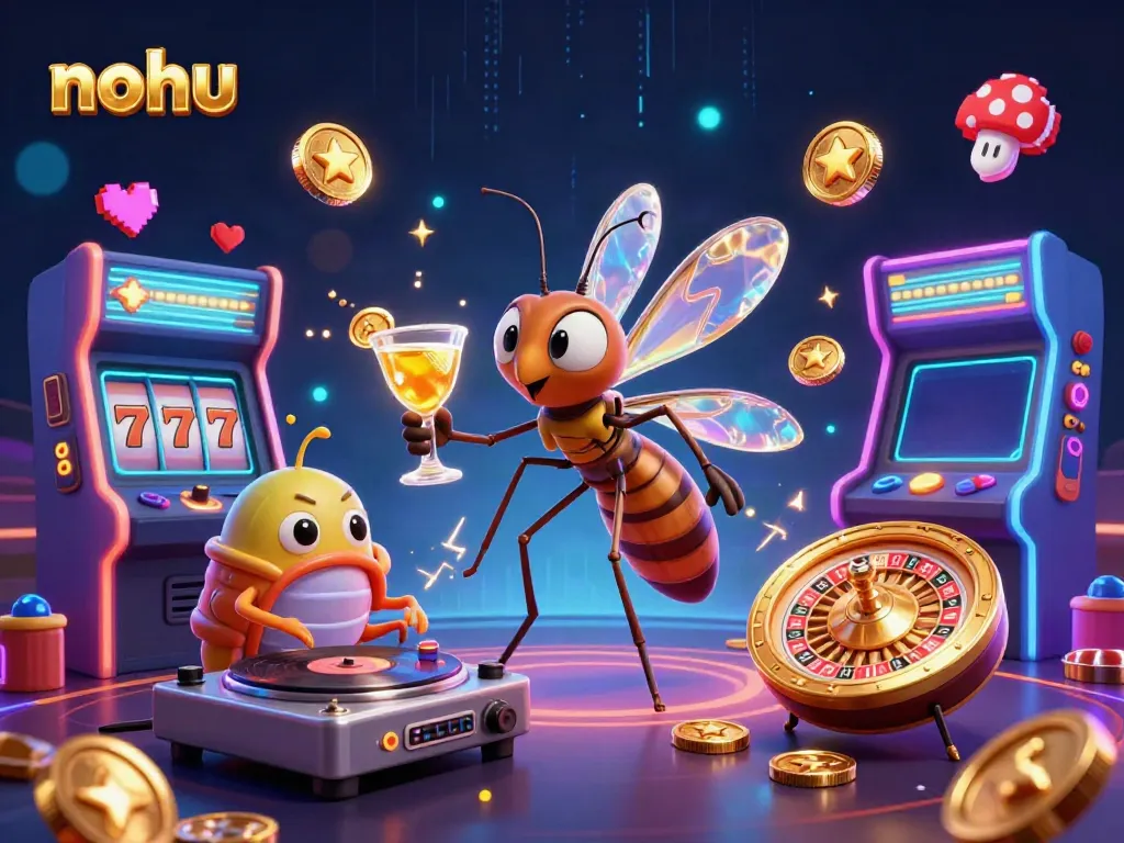 Experience nohu's vibrant entertainment atmosphere through a captivating 3D slot game illustration.