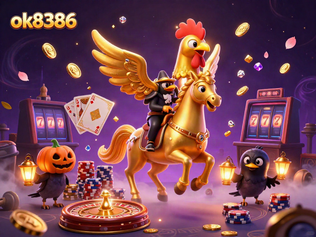 Experience the vibrant world of ok8386 where golden rooster characters thrive in a captivating casino scene.