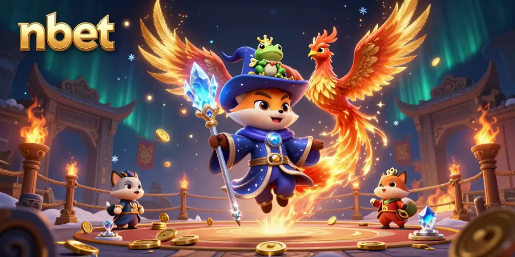 Experience exciting nbet gameplay with a mystical wizard fox, phoenix, and enchanting elements.
