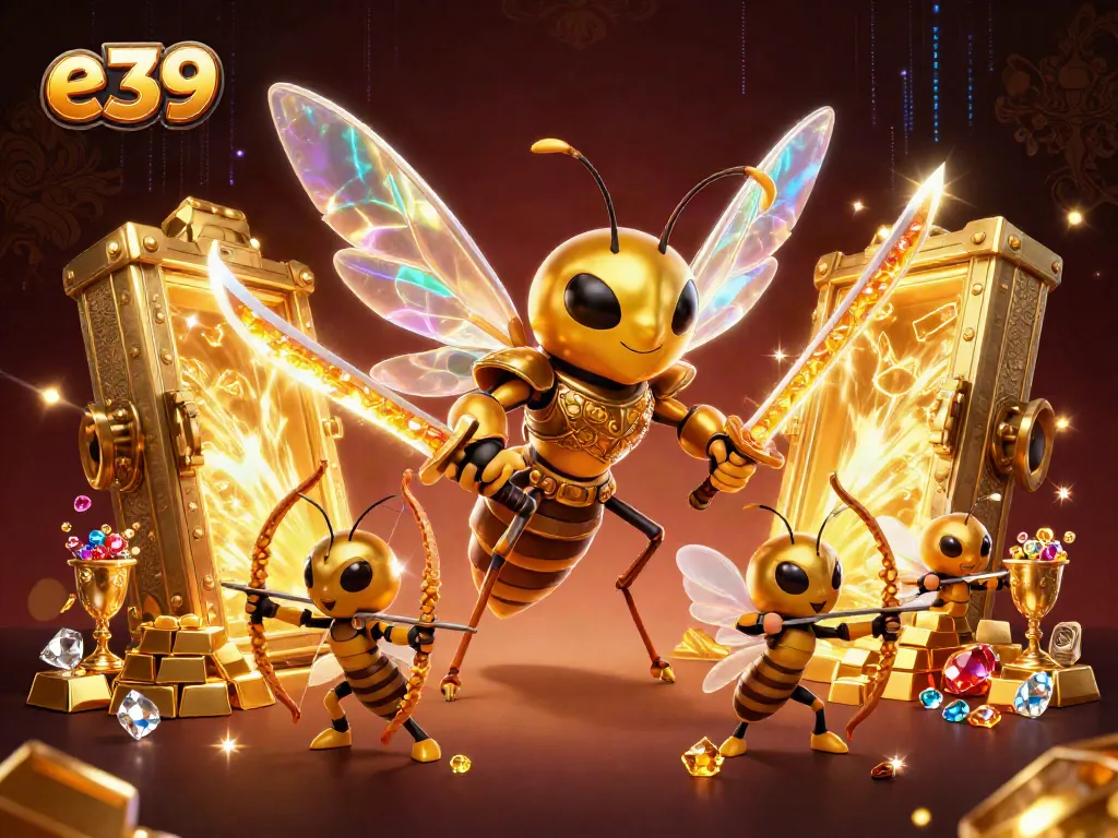 Engage in the thrilling e39 casino adventure with a dynamic golden hornet samurai and treasure elements.