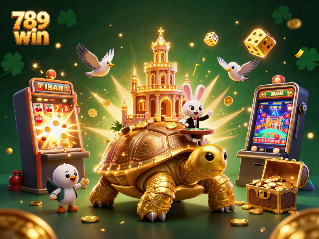 Experience the thrill of winning at 789 win with this vibrant casino illustration featuring dynamic gaming elements.