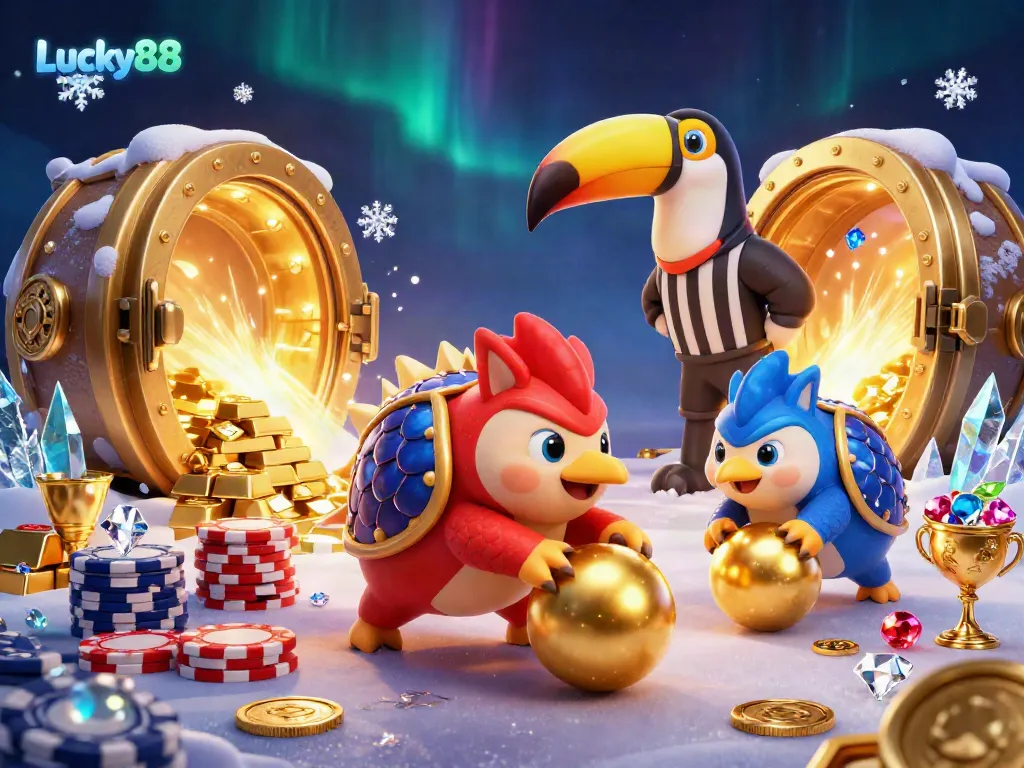 Engaging gameplay at Lucky88 captures rival pangolins bowling through poker chips amid treasure bursts.