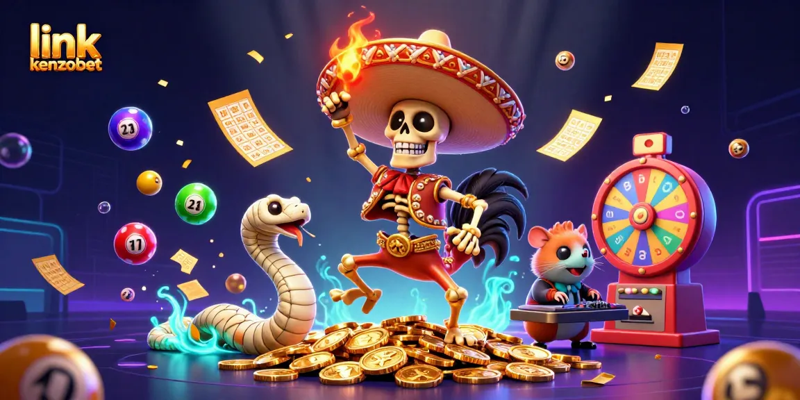 Experience winning thrills with link kenzobet in this vibrant casino illustration scene filled with excitement and opportunities.