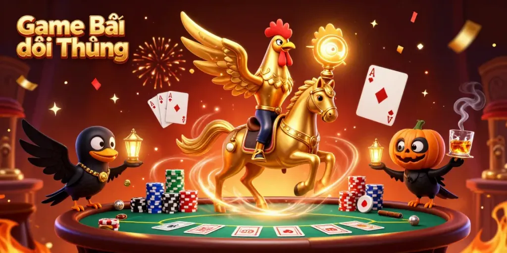 Experience thrilling gameplay in Game Bài Đổi Thưởng with vibrant poker scenes and animated characters.