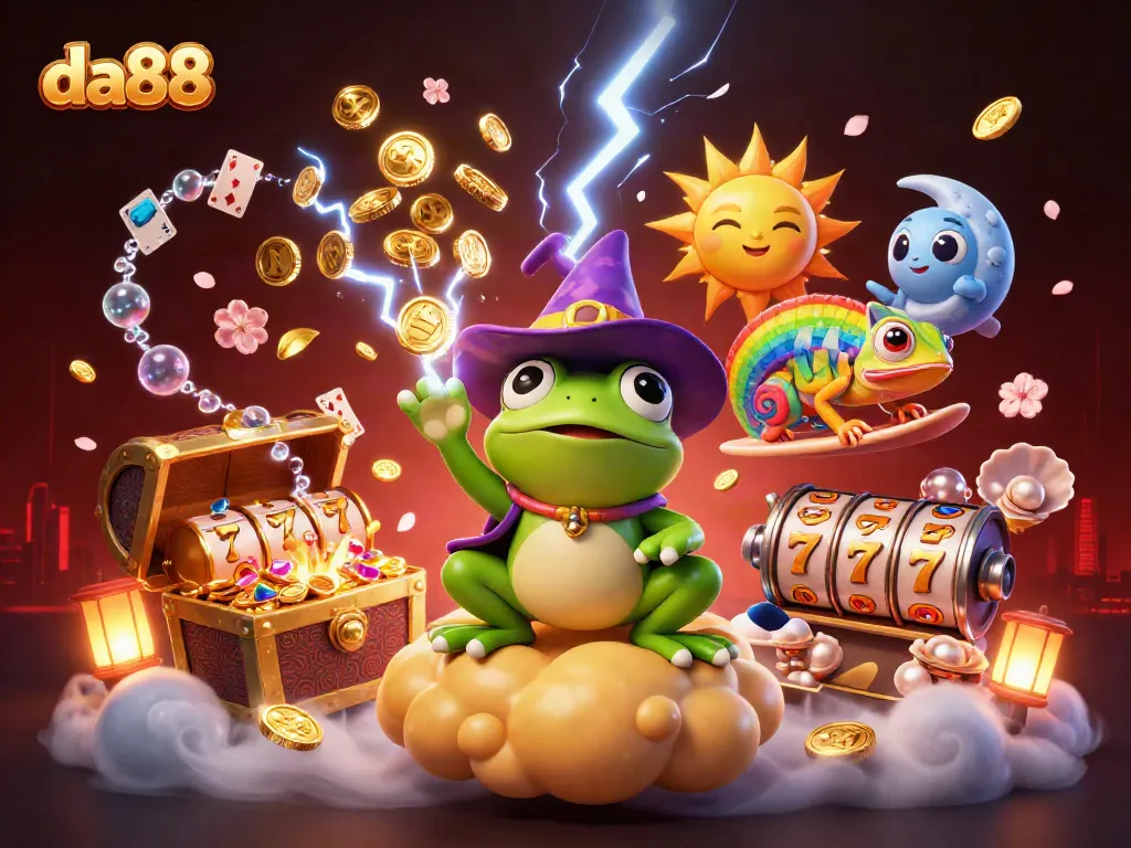 Experience the thrill of da88 casino with a vibrant illustration of winning characters and elements.