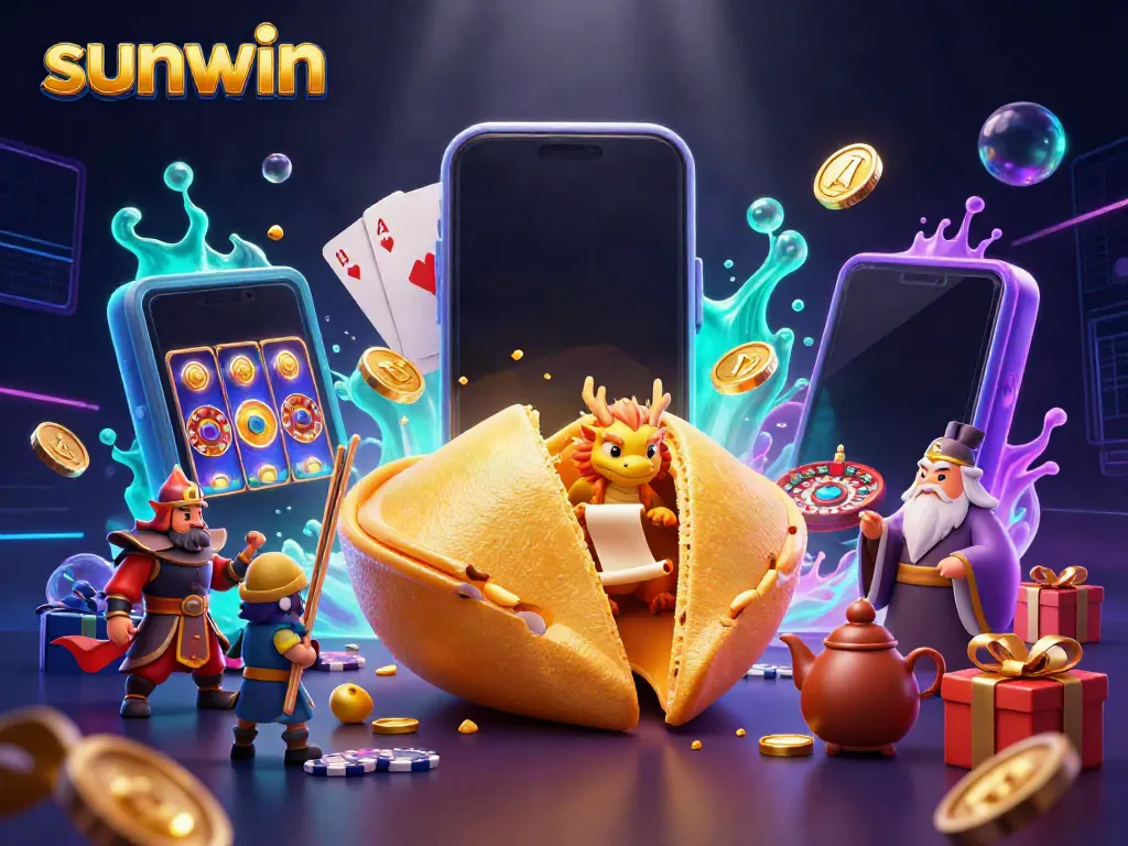 Engage with the sunwin slot game experience showcasing a vibrant 3D scene of luck and fortune.