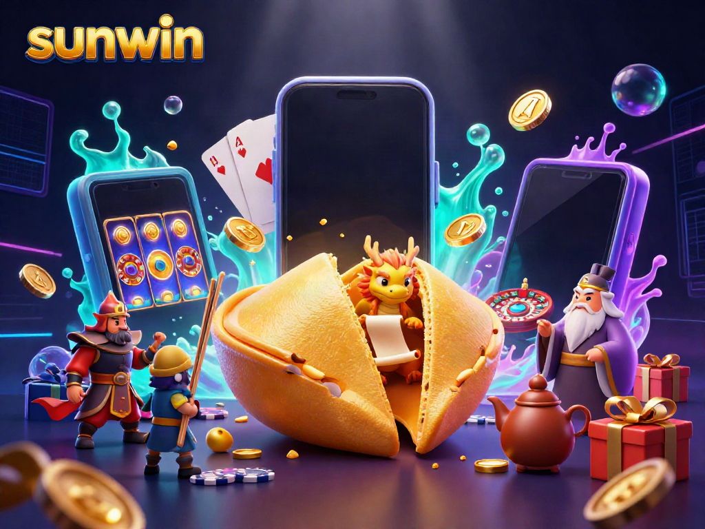 Engage with the sunwin slot game experience showcasing a vibrant 3D scene of luck and fortune.