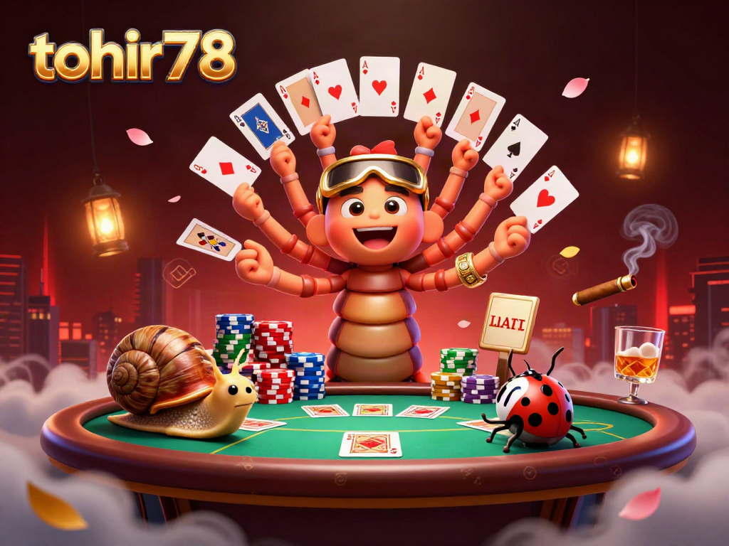 Experience thrilling gambling with tohir78's animated casino scene featuring cards, chips, and excitement.