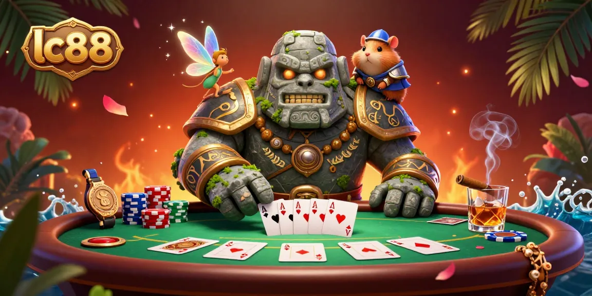 Engage with lc88's thrilling poker scene featuring vibrant characters and dynamic game elements.