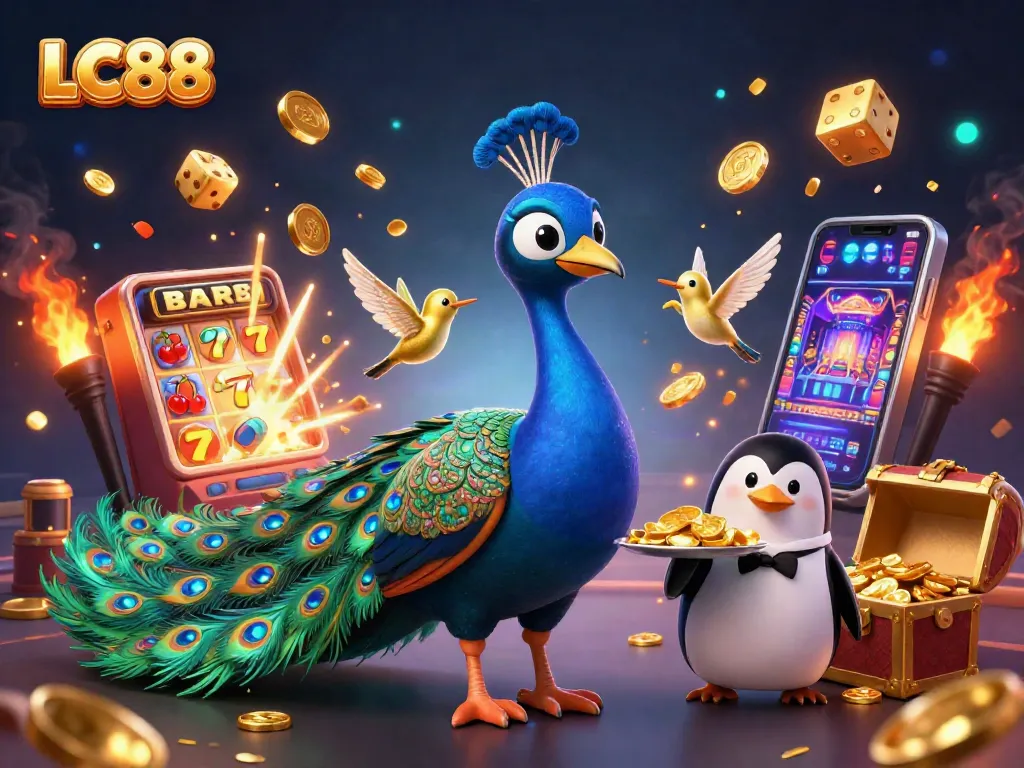 Experience the thrill of LC88 with vibrant gaming elements and characters in action.