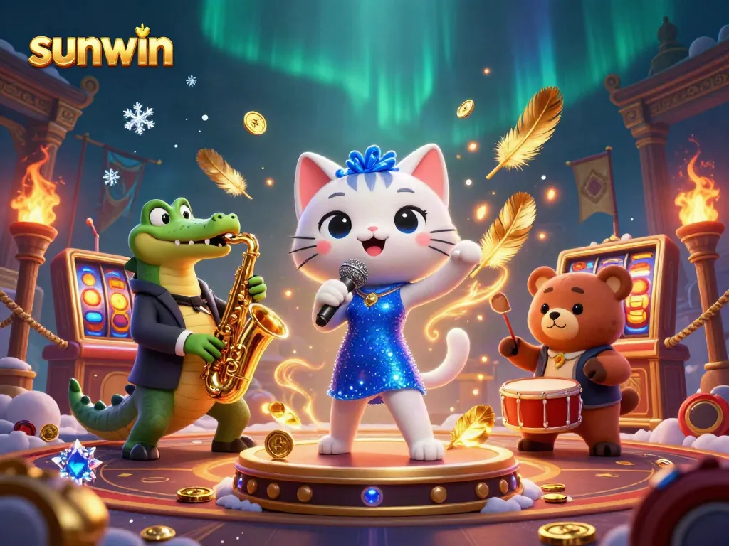 Experience the vibrant world of sunwin with this dynamic casino scene featuring captivating characters.