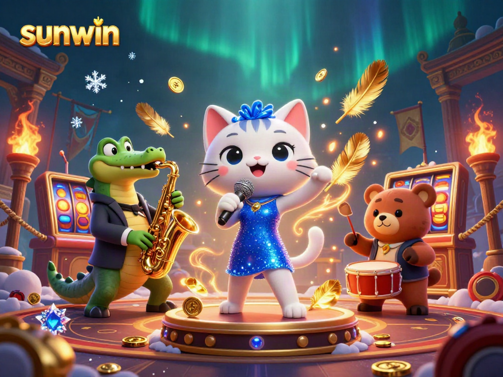 Experience the vibrant world of sunwin with this dynamic casino scene featuring captivating characters.