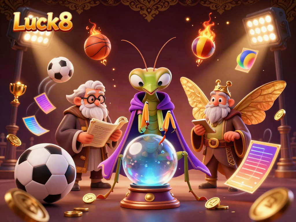 Immerse in Luck8's vibrant casino world with fortune tellers and dynamic sports elements.